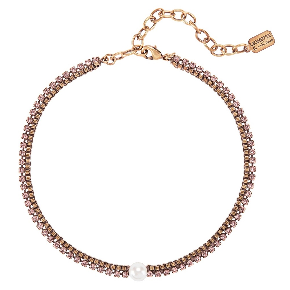 NWOT 💕 Lionette Choker with Pink Crystals, Pearl - Picture 2 of 5